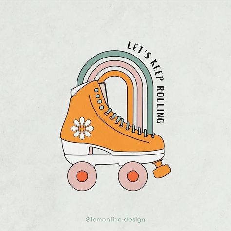 Roller Skate Outline, Roller Skate Illustration, Rollerskate Illustration, Roller Skates Clipart, Roller Skate Graphic, Skate Tattoo, Ok Fine, Lake Town, Retro Branding