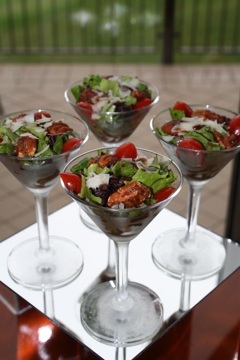 Martini Salads Appetizers In Martini Glasses, Mini Cornbread Muffins, Charcuterie Cup, Charcuterie Cups, Martini Party, Italian Meats, Kid Friendly Snack, Catering Ideas Food, Mini Pancakes