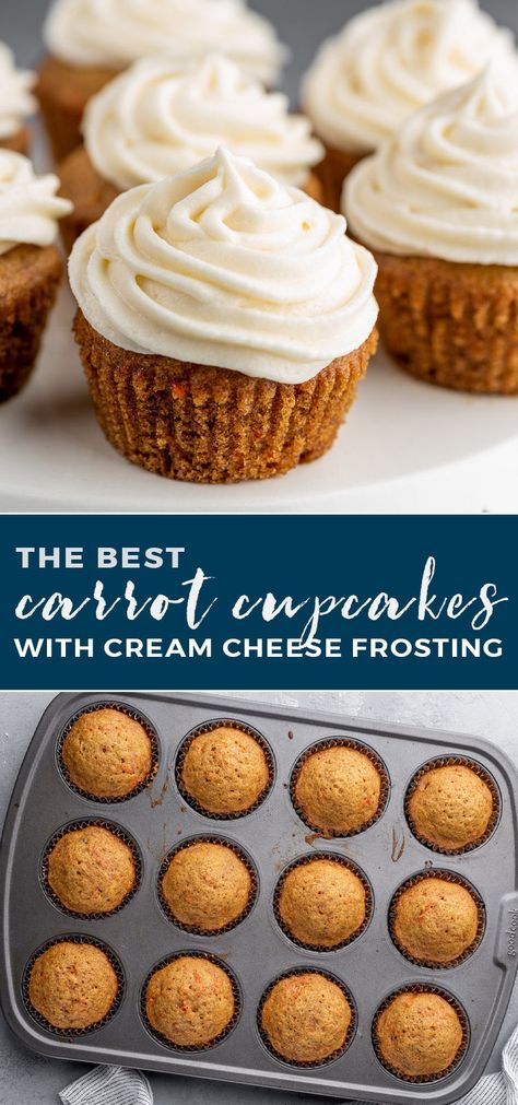 Carrot Cupcakes With Cream Cheese Frosting, Carrot Cake Cupcakes Cream Cheese Frosting, Carrot Mini Cupcakes, Moist Carrot Cupcake Recipe, Carrot Cake Cupcakes Easy, Carrots Cake Cupcakes, Easy Carrot Cupcake Recipe, Carrot Cupcakes With Cream Cheese, One Bowl Cupcakes