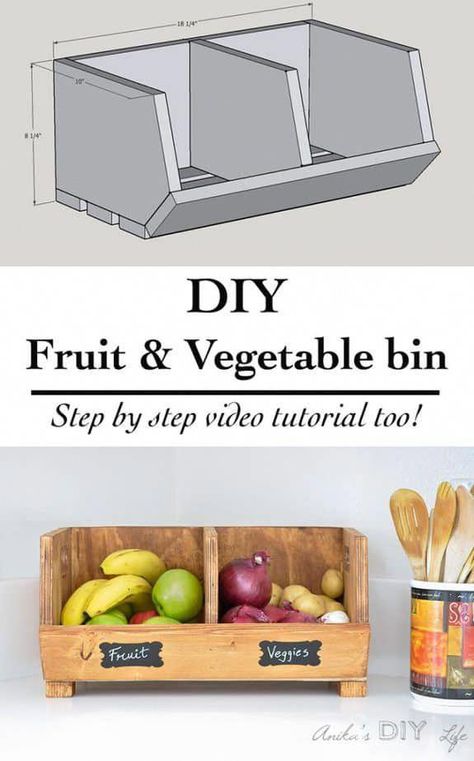 Diy Vegetable Storage Bin, Diy Vegetable Storage, Vegetable Storage Bin, Wood Projects For Beginners, Vegetable Storage, Woodworking Plans Diy, Scrap Wood Projects, Woodworking Projects That Sell, Diy Holz