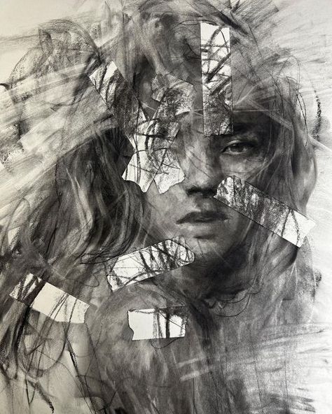 Josh Hernandez, Mad Charcoal, Abstract Charcoal Art, Charcoal Artwork, Kad Nama, Charcoal Portraits, Deep Art, Charcoal Art, Identity Art