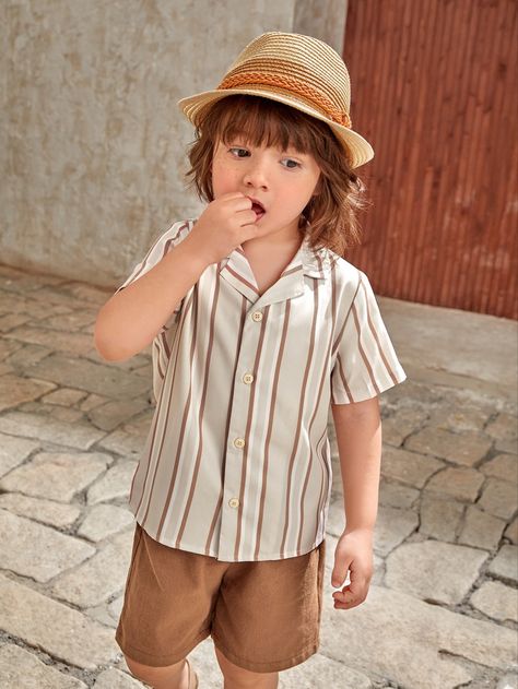 Vintage Outfits Boys, Boys Summer Fashion, Shein Kids, Toddler Boy Fashion, Boys Summer Outfits, Toddler Boy Outfits, Summer Boy, Notched Collar