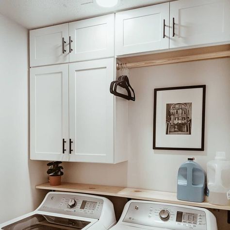 Laundry Room With Cabinets And Rod, Laundry Room No Sink, Laundry Room Natural Light, Small Laundry Room No Window, Small Laundry With Sink, Small Laundry Room Ideas With Sink, Laundry Room Top Loaders, Laundry Room Decor Ideas, Laundry Room Organization Ideas