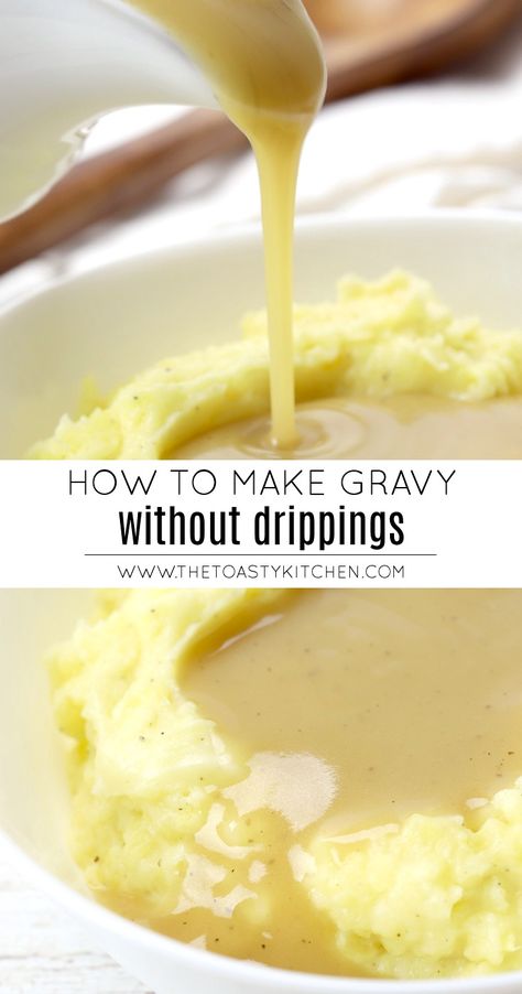 Homemade Gravy No Drippings, Gravy Recipe Easy Without Drippings, Thanksgiving Gravy No Drippings, Light Gravy Recipe, Homemade Turkey Gravy From Drippings, Easy Thanksgiving Gravy Recipes, Herb Gravy Recipe, No Drippings Turkey Gravy, Homemade Thanksgiving Gravy