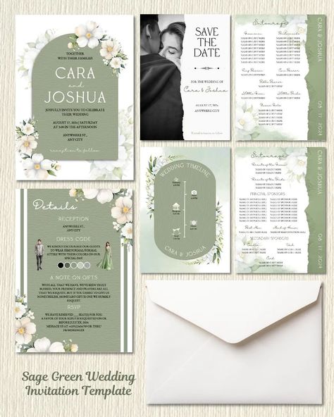 Enchanting Sage Green Wedding Invitation Template - Elevate Your Special Day with Subtle Sophistication. Personalize Yours Now! #weddings #wedding2025 #wedding2024 #weddingtheme #weddingideas #weddinginvitationdesign #weddinginvite #weddingph #weddinginvitation #invitation #invitationdesign #invitationtemplate #template #weddingideas #weddinginspiration #weddinginspo #sagegreen #sagegreenwedding Invitation Card Design Sage Green, Filipino Wedding Invitation Sample, Sage Invitation Wedding, Wedding Invitation Trifold, Sage Green Invitation Template, Sage Green Invitations Weddings, Simple Wedding Invitation Cards, Wedding Invitations Sage Green, Wedding Invitation Sage Green