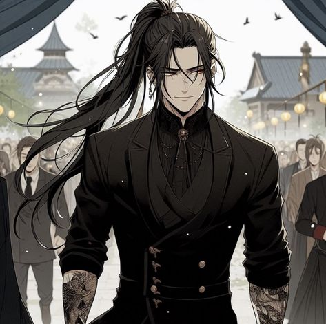 Cloak Aesthetic Male, Cloak Aesthetic, Butler Oc, Black Hair Anime Guy, Black Butler Sebastian, Black Suit Men, Hottest Anime Characters, Boys Long Hairstyles, Dragon Pictures