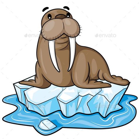 Illustration of cute cartoon walrus. Walrus Drawing Easy, Walrus Clipart, Walrus Cartoon, Walrus Drawing, Cartoon Walrus, Walrus Illustration, Alphabet Characters, Child Furniture, Camping Drawing