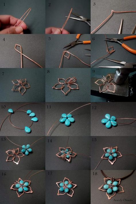 Craft ideas 3917 - Pandahall.com Painted Wreath, Diy Necklaces Tutorial, Anting Manik, Wreath Ornament, Diy Pendant Necklace, Wire Wrapped Jewelry Tutorials, Bijoux Fil Aluminium, Wire Jewelry Tutorial, Wire Jewelry Designs