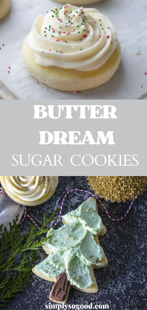 Butter Icing For Sugar Cookies, Butter Sugar Cookies Christmas, Shaped Sugar Cookies Recipe, Fluffy Sugar Cookie Frosting, Iced Butter Cookies, Butter Cream Cookie Frosting, Puffy Sugar Cookies, Soft And Fluffy Sugar Cookies, Fluffy Christmas Cookies