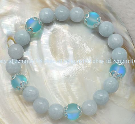 Natural 10mm Blue Aquamarine & Blue Moonstone Round Gemstone Beads Bracelet 7.5" Item Description: size(Approx): 10mm Quantity: 1 Pcs length: 7.5" Color: -- Clasp: -- &&&&: Sale the items does not include box. Payment Policy&Shipping Policy We accept PayPal Please pay within 24 hours If no payment or contact is made with in 7 days item will be relisted. Thank YouPlease make sure the "Ship To" address you input in Paypal is correct.Items are shipped within 1-2 business days.Combine shipping: Bidd Aquamarine Bracelet Beads, Bracelet Stuff, Girly Bracelets, Blue Gemstone Bracelet, Aquamarine Bracelet, Beads Bracelet Design, Blue Moonstone, Bracelet Design, Gemstone Beaded Bracelets