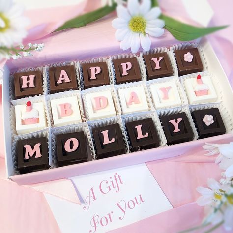 Chocolate Birthday Gift, Happy Boss's Day, Happy Birthday Message, Coworkers Birthday, Coworker Birthday Gifts, Candy Birthday, Birthday Chocolates, Chocolate Squares, Custom Chocolate