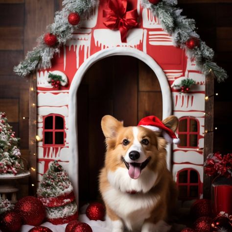 14 Christmas Decorated Dog Houses Backdrops | Pet Christmas Photoshoot | Pet Lovers Photography Idea | Photography Digital Backgrounds Dog Holiday Photos, Christmas Dog Photoshoot, Dog Christmas Photoshoot, Pet Christmas Photos, Christmas Dog Photography, Christmas Pet Photos, Idea Photography, Puppy Christmas, Holiday Goodies