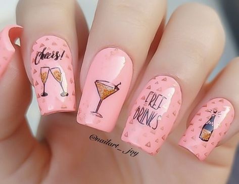 #nails #nailart #naildesigns 30th Nails Art Designs, Martini Nails Designs, Drink Nail Art, Cocktail Nail Art, Alcohol Nails, Elephant Nail Art, Elephant Nails, Cocktail Nails, Martini Nails