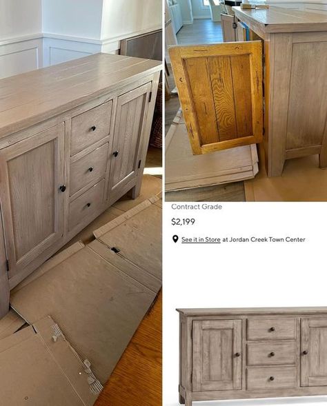 ALL-IN-ONE Paint by Heirloom Traditions on Instagram: "I’m not sure who nailed this better? #allinonepaint on th perfect #potterybarn dupe stain color or Lisa Logan Vittetoe on matching her existing #chinahutch to a $2200 Pottery Barn cabinet. She said a fortune so I think she deserves a major W! Go Lisa! . Did you hear that we released a new stain color? And it’s the perfect raw wood, bleached wood or Pottery Barn dupe color without sanding or sealing. Just Clean & Stain. This color is called TOASTED OAK. Is it dreamy or what?!?! . #heirloomtraditionspaint #allinonestain #potterybarndupe #bleachedwood  #rawwood #furnituremakeover #gelstain #restorationhardware  #fauxfinish" Wood Cabinet Stain Colors, Heirloom Traditions All In One Paint Gel Stain, Heirloom Paint Cabinets, Pottery Barn Diy Furniture, Oak Cabinet Stain Colors, Heirloom Traditions All In One Paint, Stain Without Sanding, Heirloom Traditions Paint Furniture, Gel Stain Furniture