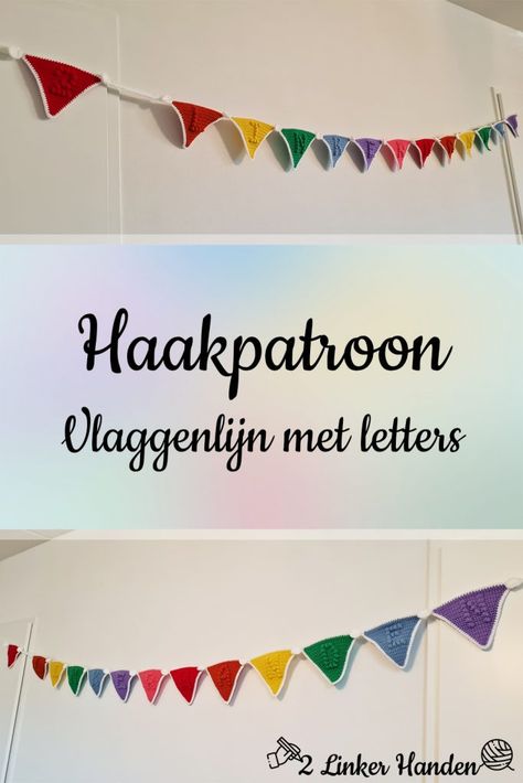 Gehaakte vlaggenlijn met letters - 2 Linker Handen Home Decor Decals, Toys, Home Decor, Home Décor