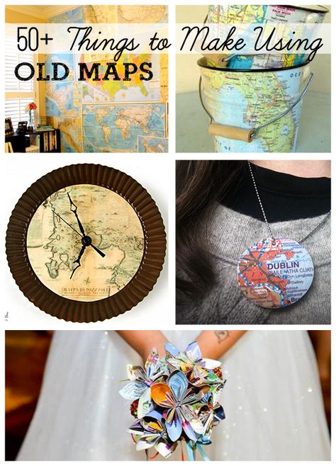 Over 50 DIY Projects Using Old Maps Old Maps Crafts, Decorating Stairs, Diy Map, 90s Outfits, Map Crafts, Map Projects, Travel Crafts, Diy Papier, Map Decor