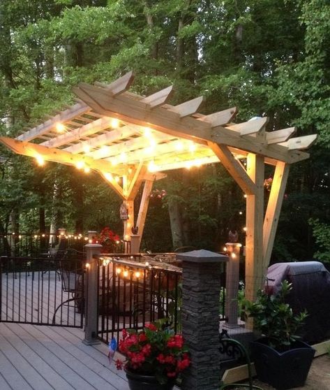 Cantilevered Pergola, Pergola Modern, Pergola Diy, Small Pergola, Cheap Pergola, Pergola Swing, Wooden Deck, Building A Pergola, Pergola Lighting