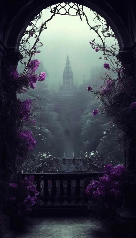 Gothic Places Aesthetic, Gothic Fantasy Landscape, Vampire Landscape, Gothic Fairytale, Gothic Landscape, Purple Gothic, Conjoined Twins, Dark Castle, Dark Fairytale