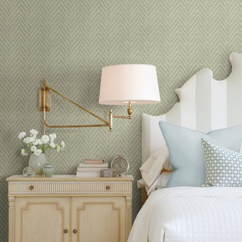 17 Stories Aegean Ziggity 10m x 52cm Wallpaper Roll | Wayfair.co.uk Bedroom Treehouse, Meadow Bedroom, Vermont House, Sarah Richardson Design, Brewster Wallpaper, Herringbone Wallpaper, Sarah Richardson, Chevron Wallpaper, A Street Prints