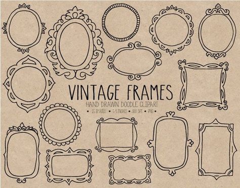 Hand-drawn vintage frames, doodle frames, borders, tags & labels for scrapbooking & DIY. #scrapbooking #diy #vintage . #Drawn_Frames #Scrapbooking_Borders #Digital_Frames #Molduras_Vintage Photo Border, Digital Frames, Molduras Vintage, Scrapbook Vintage, Vintage Scrapbooking, Scrapbooking Vintage, Circle Borders, Doodle Frame, Doodle Frames