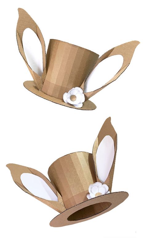 Mad Hatter Top Hat Diy, Kids Hat Craft, Diy Hats For Kids Crafts, Diy Hats For Kids, Hat Diy Ideas, Easter Hat Parade Ideas, Diy Top Hat, Top Hat Diy, Cardboard Bunny