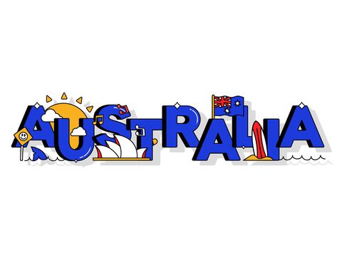 AUSTRALIA 🇦🇺🦈🏄🏽‍♂️😊 by Mat Voyce Mat Voyce, Holiday Infographic, Australia Logo, Kids Party Crafts, Holiday Gif, Happy Australia Day, David Carson, Black Goat, Work In Australia