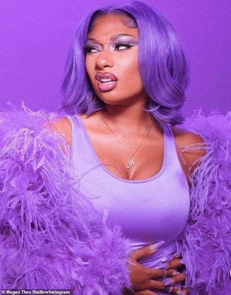 Purple Wig, Megan Thee Stallion, Purple Outfits, Female Rappers, Baddie Hairstyles, Purple Aesthetic, Purple Hair, Rappers, Hair Inspiration