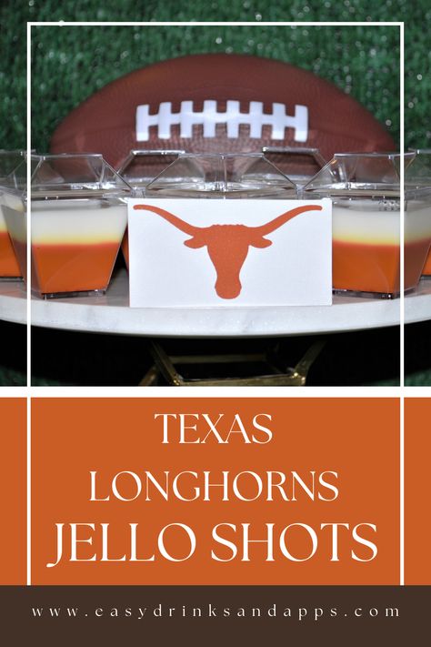 Football Jello Shots, Longhorn Party Ideas, Longhorn Party, University Of Texas Football, Texas Party, Jelly Shots, Texas Longhorns Football, Longhorns Football, Football Snacks