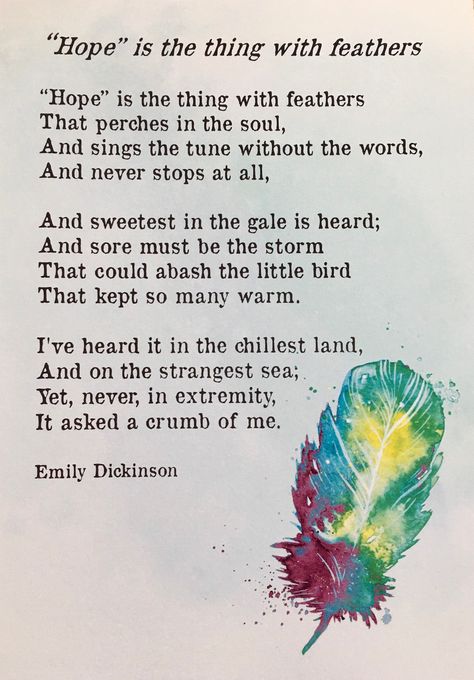 The price listed is for an Unframed Print. 'Hope is a thing with feathers' poem by Emily Dickinson Watercolour effect, digital print. Printed on to 190gsm, acid free paper A4 size - 210 x 297mm Hope Is A Thing With Feathers, Emily Dickinson Hope, Emily Dickinson Poems, Watercolour Effect, Hope Is The Thing With Feathers, Emily Dickinson, Watercolor Effects, Hope Is, Little Bird