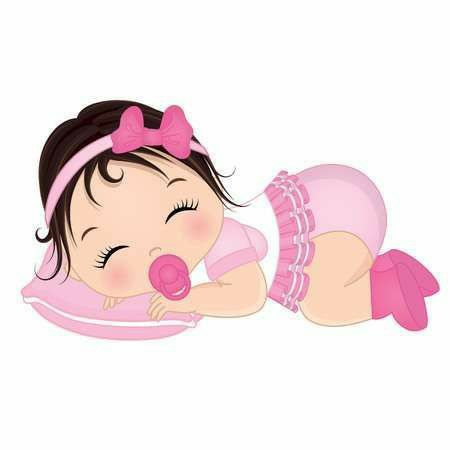 Baby Girl Illustration, Girl Vector, Baby Shower Clipart, Baby Shawer, Girl Sleeping, Baby Clip Art, Girl Clipart