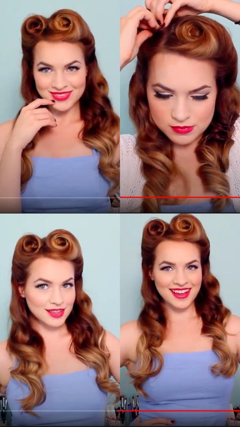 1950 Hairstyles, Easy 50s Hairstyles, 1950 Hair, Cabelo Pin Up, Vintage Hairstyles For Long Hair, Vintage Hairstyles Tutorial, 1950s Hairstyles, 50s Hairstyles, 1940s Hairstyles