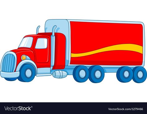 Cartoon truck Royalty Free Vector Image - VectorStock Lorry Cartoon, Cartoon Truck, Truck Cartoon, Transportation Birthday Party, Truck Clipart, Transportation Birthday, Art Transportation, Preschool Colors, Cars Theme Birthday Party