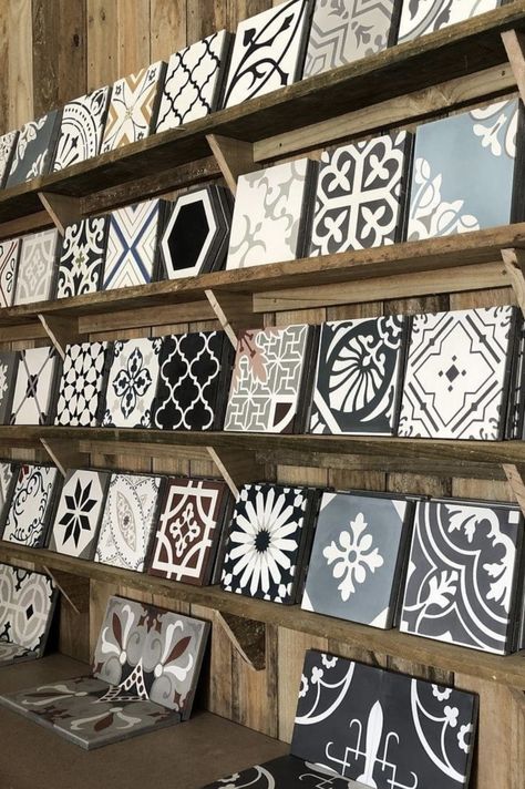 Cement Tile Floor, Patterned Bathroom Tiles, Designer Tiles, Tile Decor, Encaustic Tiles, Floor Designs, Tile Showroom, Interior Design Boards, Encaustic Cement Tile