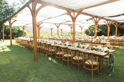 wood structure - Carlie Statsky Tent Alternatives For Wedding, Outdoor Wedding Structures, Wedding Structures Outdoor, Shade For Wedding, Open Air Tent Wedding, Wedding Canopy Diy, Wedding Structures, Diy Outdoor Weddings, Diy Tent