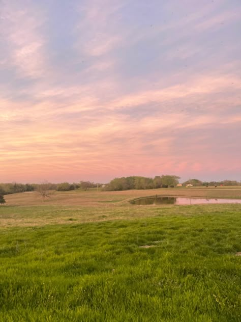 Soft Sunrise Aesthetic, Sky Aesthetic Sunsets Pink, Pasture Aesthetic, Soft Sky Aesthetic, Pink Sunrise Aesthetic, Soft Sunset Aesthetic, Grass Field Aesthetic, Agriculture Painting, Sky And Grass Background