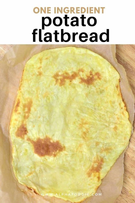 This easy potato flatbread requires just ONE ingredient - a potato, for a wheat-free, gluten-free, yeast-free, paleo flatbread - perfect for making quick and healthy wraps or pizza! Easy Potato Bread, Potato Flat Bread Recipe, Potato Flour Recipes Gluten Free, Potato Wraps Recipes, Potato Flour Bread, Gluten Free Potato Recipes, Gluten Free Potato Bread Recipe, Potato Flour Recipes, Potato Bread Gluten Free