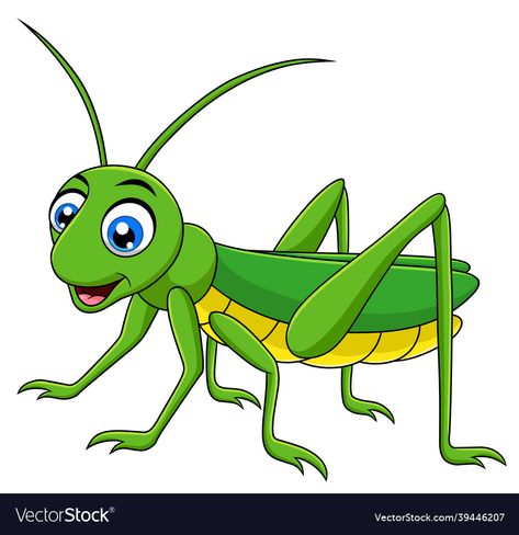 Grasshopper Cartoon, Grasshopper Drawing, Cute Grasshopper, Grasshopper Pictures, Jungle Theme Cakes, Life Cycles Activities, Animals Video, Jiminy Cricket, Food Cartoon