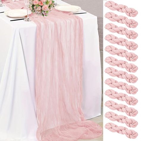 PRICES MAY VARY. Cheesecloth Table Runner:You will get 12Pcs 35W"x120"L(10FT) light pink cheesecloth table runner, perfect for rectangular and round tables or other shaped tables. They can also be used as perfect decorations for wedding arches or tables, chair sash, curtains, fireplaces, cabinets, sofas and more. Soft Material:Our table runners are made of premium soft cheesecloth fabric, soft to touch, skin-friendly, lightweight and comfortable, not easy to fade and tear, shrink-free and reusab Pink Cheesecloth Table Runner, Light Pink Party Decorations, Pink Party Tables, Baby Shower Gift Table, Light Pink Birthday, Cheese Cloth Table Runner, Baby Shower Table Cloths, Cheese Cloth Table, Pink Table Runner