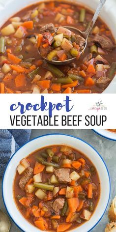 Vegetable Soup Crockpot, Beef Soup Crockpot, Vegetable Crockpot, Crockpot Vegetable Beef Soup, Crockpot Vegetable, Meal Prep Freezer, Healthy Soup Recipe, Soup Beef, Soup Crockpot