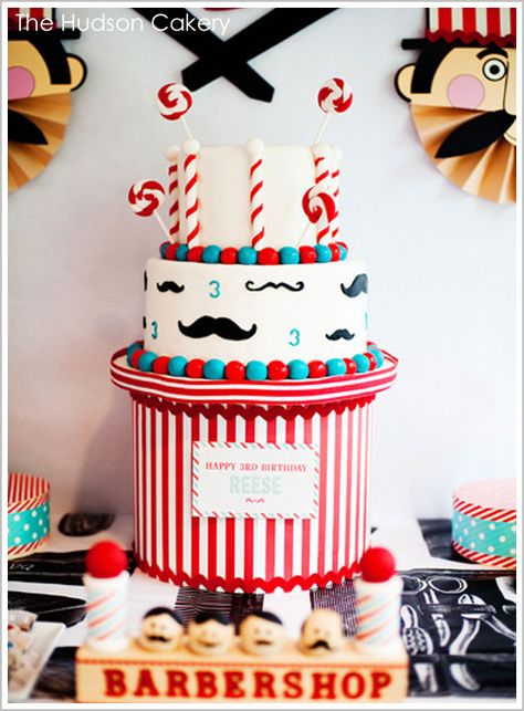 Vintage Barbershop Birthday Cake by The Hudson Cakery Barbershop Cake, Moustache Cake, Mustache Cake, Mustache Party, Cake Blog, Cake Creations, Creative Cakes, Cute Cakes, Cake Inspiration