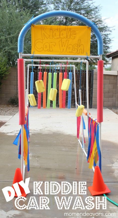 DIY Kiddie Car Wash #bhgsummer Backyard Water Games, Summer Water Activities, Water Blob, Timmy Time, Summer Fun For Kids, Kids Outdoor Play, Diy Pipe, Fun Summer Activities, Kids' Party