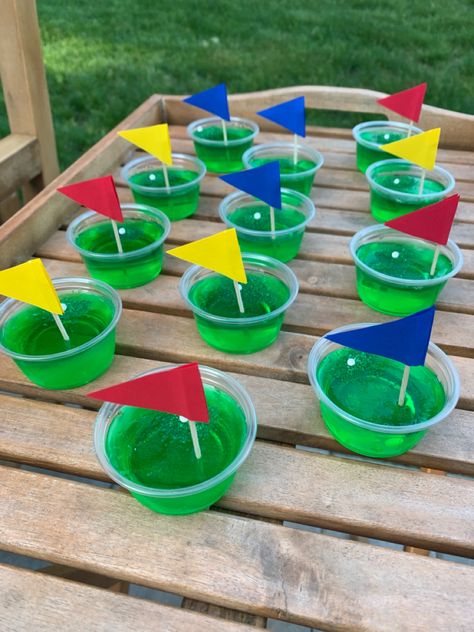 Golf Theme Party For Men, Golf Themed Pool Party, Golf Jello Shots Recipe, Adult Golf Party Games, Hawaiian Golf Theme, Golf Themed Party Snacks, Golf Theme 60th Birthday Party, Masters Golf Party Games, Golf Themed Jello Shots