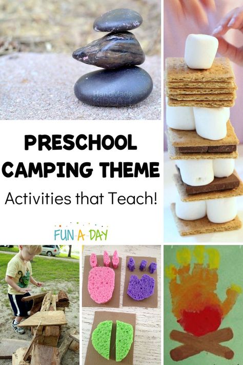 Camping Themed Science Experiments, Camping Stem Activities For Preschool, Camping Experiments For Kids, Camp Theme Preschool, Camping Science Activities For Preschool, Camping Themed Stem Activities, Camping Daycare Activities, Camping Learning Activities For Kids, Toddler Summer Camp Activities