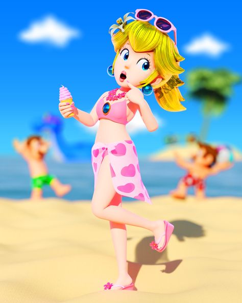 Princess Peach Game, Peach Swimsuit, Super Mario Bros Games, Super Mario Princess, Mario And Princess Peach, Super Mario Nintendo, Peach Mario, Futuristic Helmet, Princess Daisy