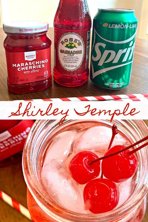 SHIRLEY TEMPLE – a fun and fancy old-fashioned, non-alcoholic mocktail made with lemon-lime soda, grenadine and garnished with maraschino cherries. This delicious, easy to make childhood favorite is perfect for special occasions, holidays and more – loved by all ages. Shirley Temple Bar Grad Party, Shirley Temple Drink For Kids, Dirty Shirley Recipe, Shirley Temple Mocktail, Cordial Recipes, Shirley Temple Recipe, Shirley Temple Drink, Dirty Shirley, Maraschino Cherries