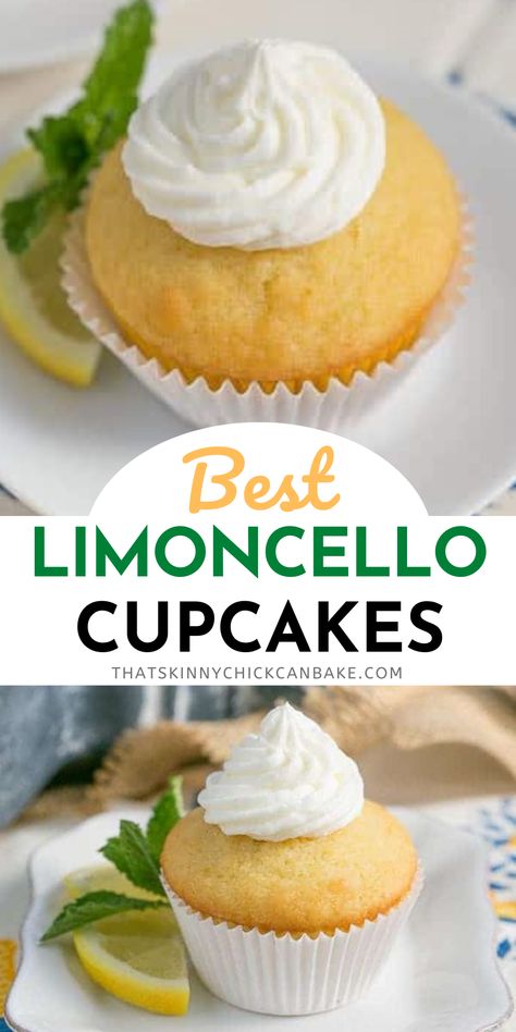 Limoncello Cupcakes Recipe, Italian Cupcakes, Limoncello Cupcakes, Alcohol Cupcakes, Drunken Cupcakes, Moist Cupcake Recipes, Alcohol Infused Cupcakes, Boozy Cakes, Boozy Baking