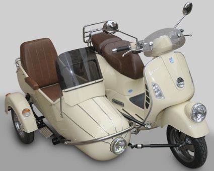 http://www.motorcyclemaintenancetips.com/motorcyclesidecars.php MotorcycleMaintenanceTips.com has some info on how to shop for a sidecar for a motorcycle. Cute Motorcycle, Vespa Bike, Three Wheel Bicycle, Vespa Ape, Motorcycle Sidecar, Moped Scooter, Auto Retro, Vespa Lambretta, Vespa Vintage