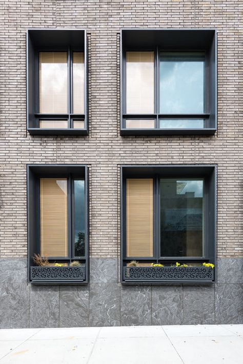 Window Facade Design, Brick Face, Residential Windows, Cladding Design, Commercial And Office Architecture, Brick Cladding, Brick Detail, Modernist House, Building Elevation