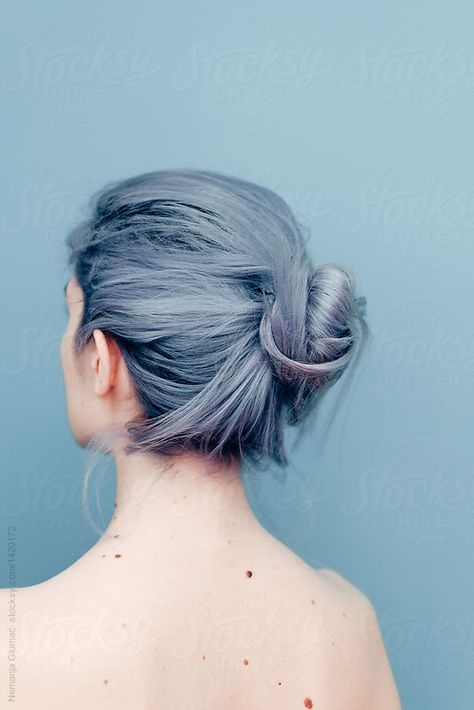 Delicate Pale Young Woman With Blue Hair by Nemanja Glumac for Stocksy United Pale Blue Hair Aesthetic, Blue Hair On Pale Skin, Dyed Hair Men Aesthetic, Light Blue Hair Men, Blue Hair Pale Skin, Blue Hair Men, Man With Blue Hair, Pale Blue Hair, Blue Dyed Hair