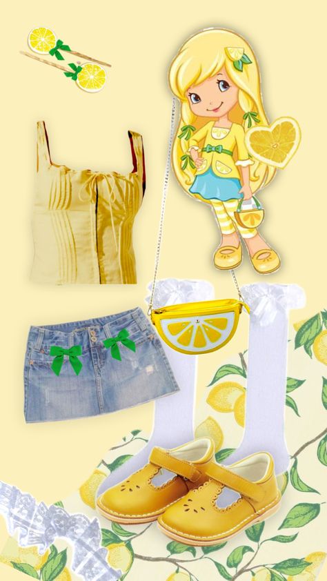 lemon meringue costume from strawberry shortcake #lemonmeringue #strawberryshortcake #halloween #halloweencostume #lemonmeringueaesthetic Lemon Meringue Costume, Strawberry Shortcake Halloween Costume, Strawberry Shortcake Outfits, Strawberry Shortcake Costume, Trio Costumes, Friend Costumes, Cute Group Halloween Costumes, Sewing Patterns Free Women, Classy Halloween Costumes